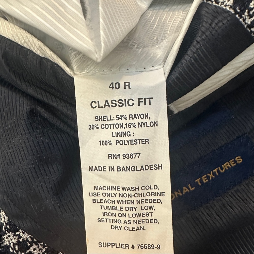 Stafford Classic Fit Sport Coat Blazer Jacket Men’s Size 40R Navy Check - Picture 13 of 15